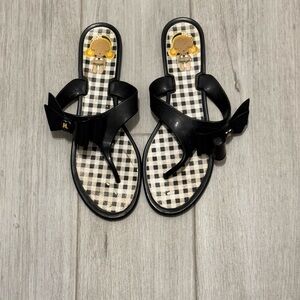 Harajuku Black Sandals with Bow Accent